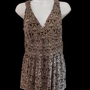 MICHAEL KORS BROWN PRINTED TANK FLOWY TOP ( NWOT NEVER WORN) SIZE MEDIUM